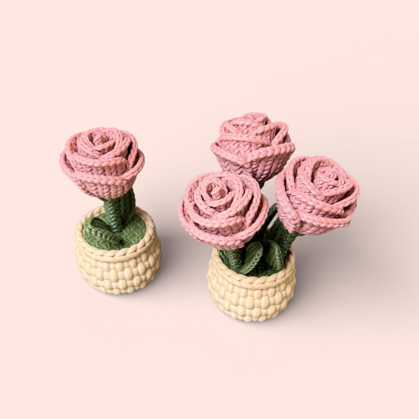 Faux Knit Rose Ornaments Gift Set Of 2 With Hidden Storage