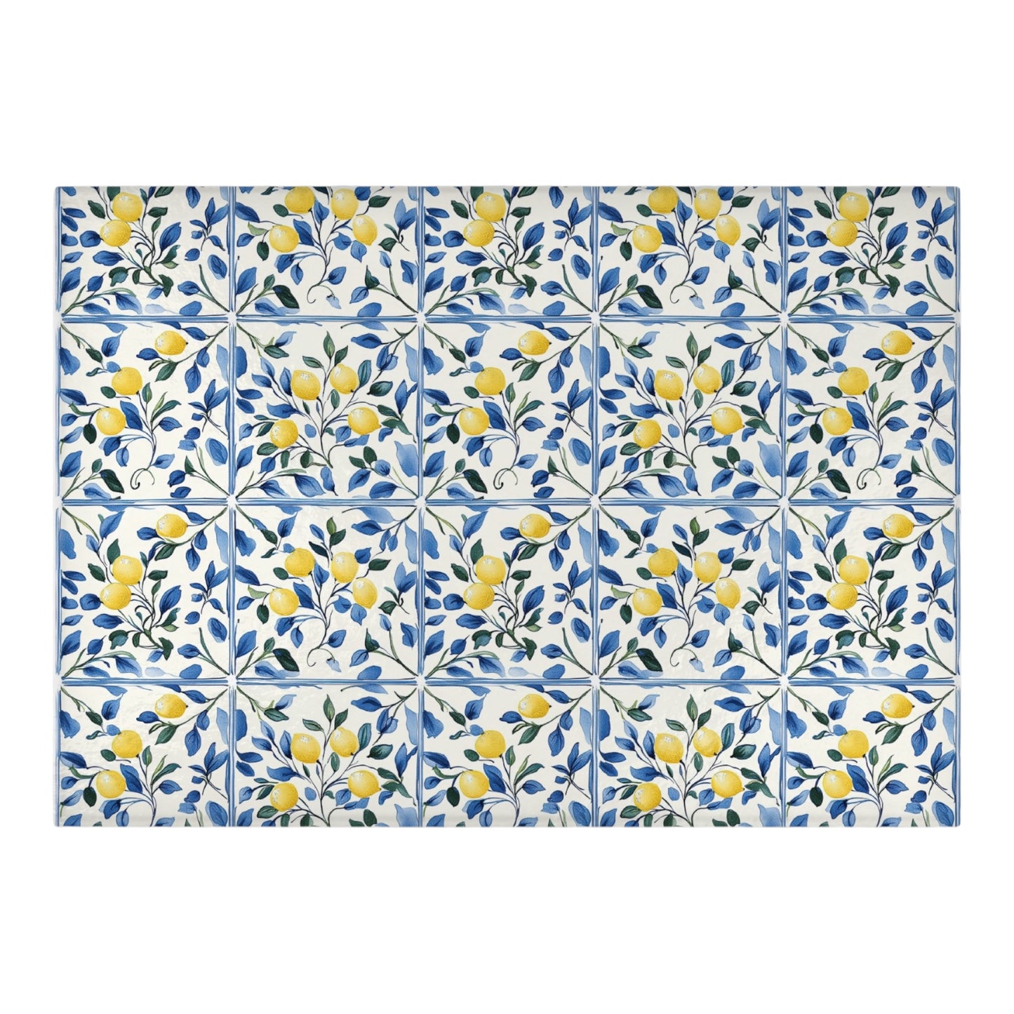 Lemon Tile Print Tempered Glass Cutting Board 15 x 11 in
