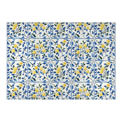 Lemon Tile Print Tempered Glass Cutting Board 15 x 11 in