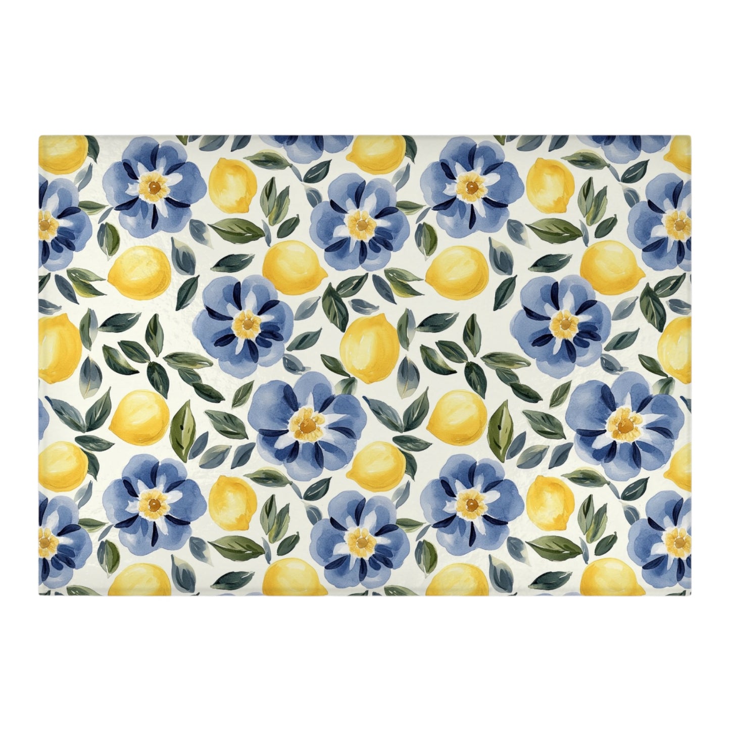 Glass Cutting Board Lemon Floral 15 x 11 in, Charcuterie Board