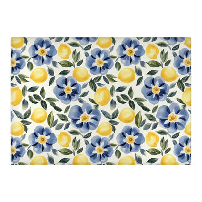 Glass Cutting Board Lemon Floral 15 x 11 in, Charcuterie Board