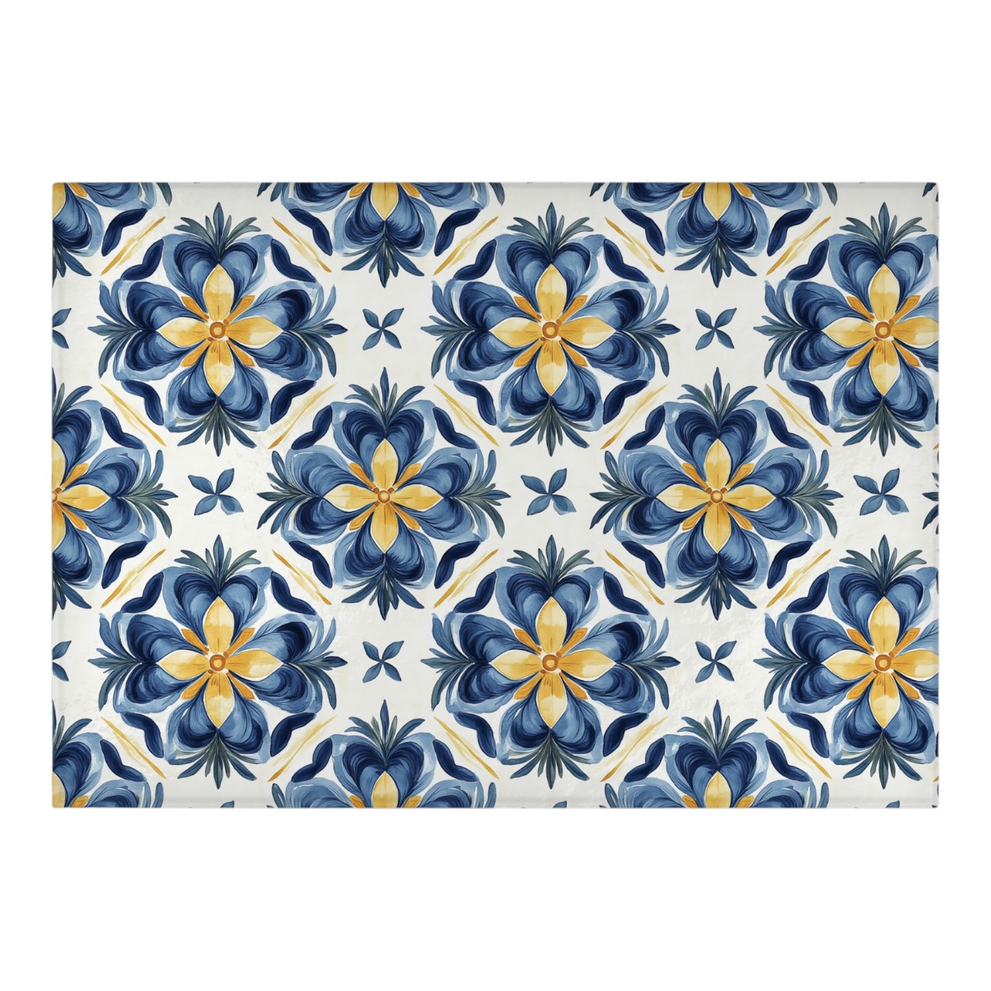 Floral Tile Tempered Glass Cutting Board Charcuterie Board 15x11 in