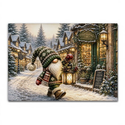 Christmas Village Gnome Tempered Glass Cutting Board 15x11 Inches