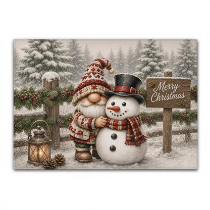 Christmas Gnome Snowman Tempered Glass Cutting Board 15" x 11"