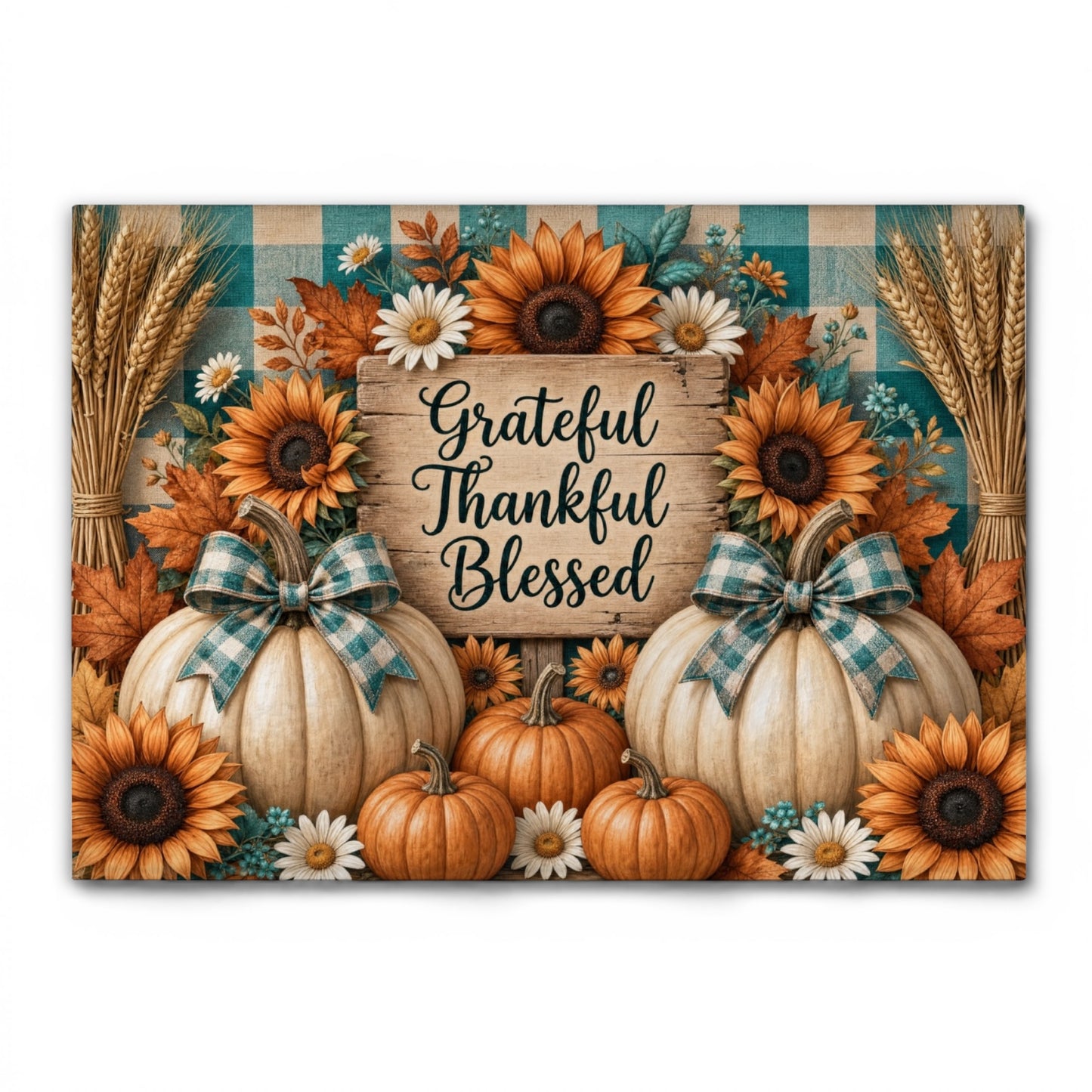 Grateful Thankful Blessed Tempered Glass Cutting Board 15" x 11"