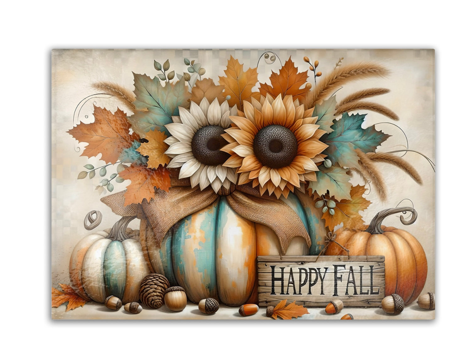 Premium Tempered Glass Cutting Board – Autumn Elegance Design (2 Sizes Available)