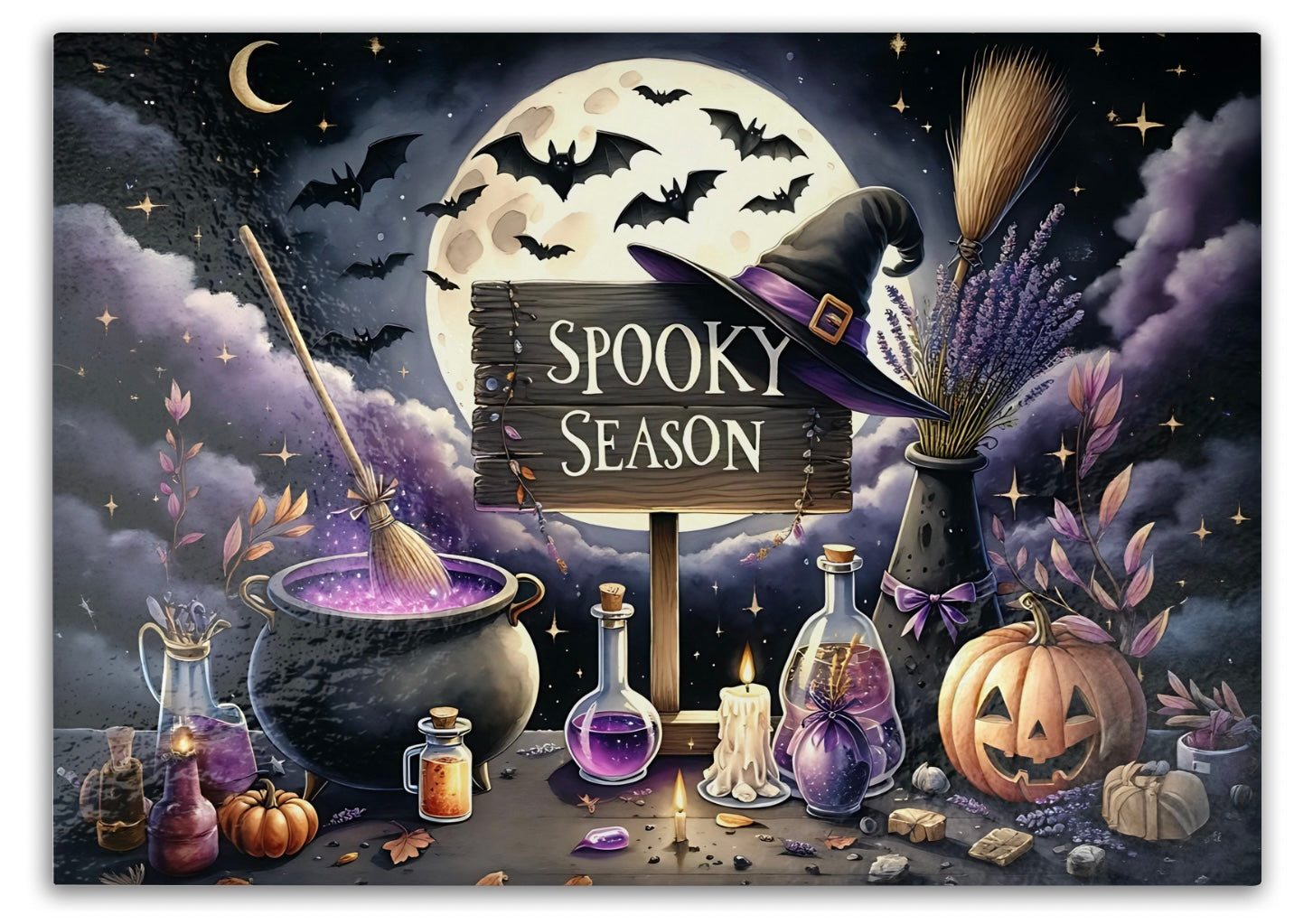 Spooky Season Tempered Glass Cutting Board – Halloween-Themed Dual-Size Kitchen Decor
