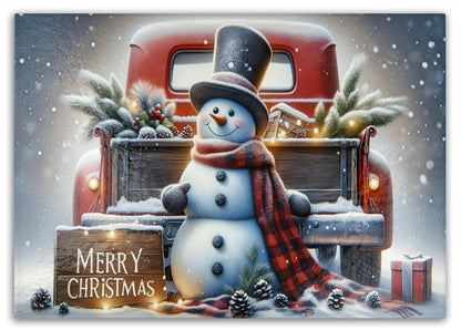 Festive Snowman & Red Truck Tempered Glass Cutting Board - Durable and Hygienic, 2 Sizes