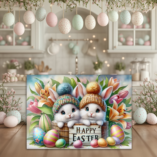 Easter Tempered Glass Cutting Board Cute Bunny Egg Design Kitchen Decor
