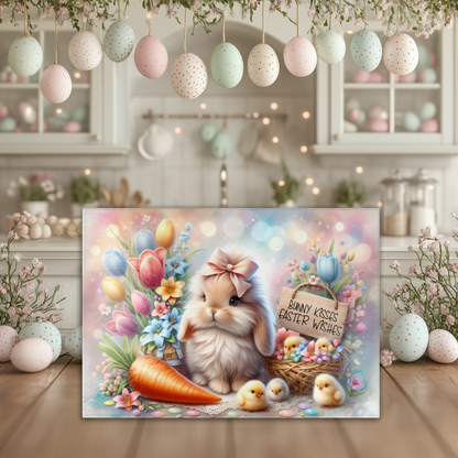Spring Bunny Tempered Glass Cutting Board, 2 Sizes, Kitchen Decor, Charcuterie Board