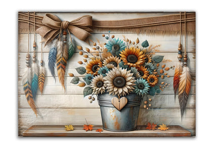 Rustic Boho Tempered Glass Cutting Board – Dual-Size Decorative Kitchen Tray