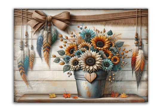 Rustic Boho Tempered Glass Cutting Board – Dual-Size Decorative Kitchen Tray