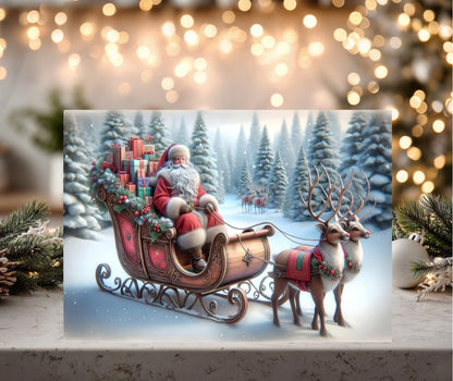 Santa’s Sleigh Tempered Glass Cutting Board - Perfect Holiday Kitchen Decor