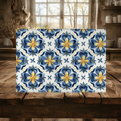 Floral Tile Tempered Glass Cutting Board Charcuterie Board 15x11 in