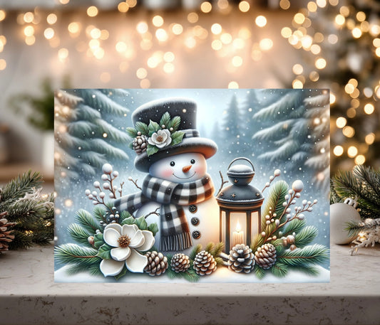 Festive Snowman Tempered Glass Cutting Board - Tow Sizes Available