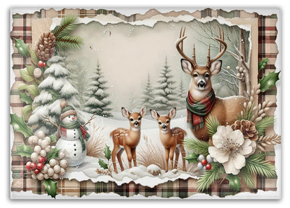 Winter Wonderland Deer Tempered Glass Cutting Board, 2 Sizes Small (11” x 8”) and Large (15” x 11”), Hand Wash Only, Charcuterie Board