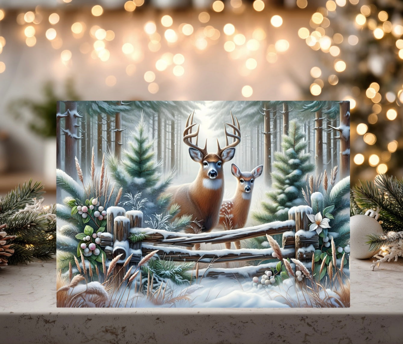 Rustic Deer-Themed Tempered Glass Cutting Board - Available in Two Sizes