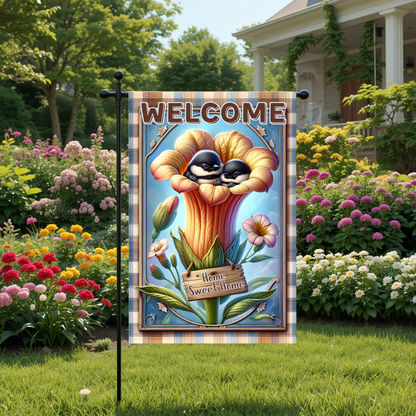 Welcome Garden Flag with Chickadee Design