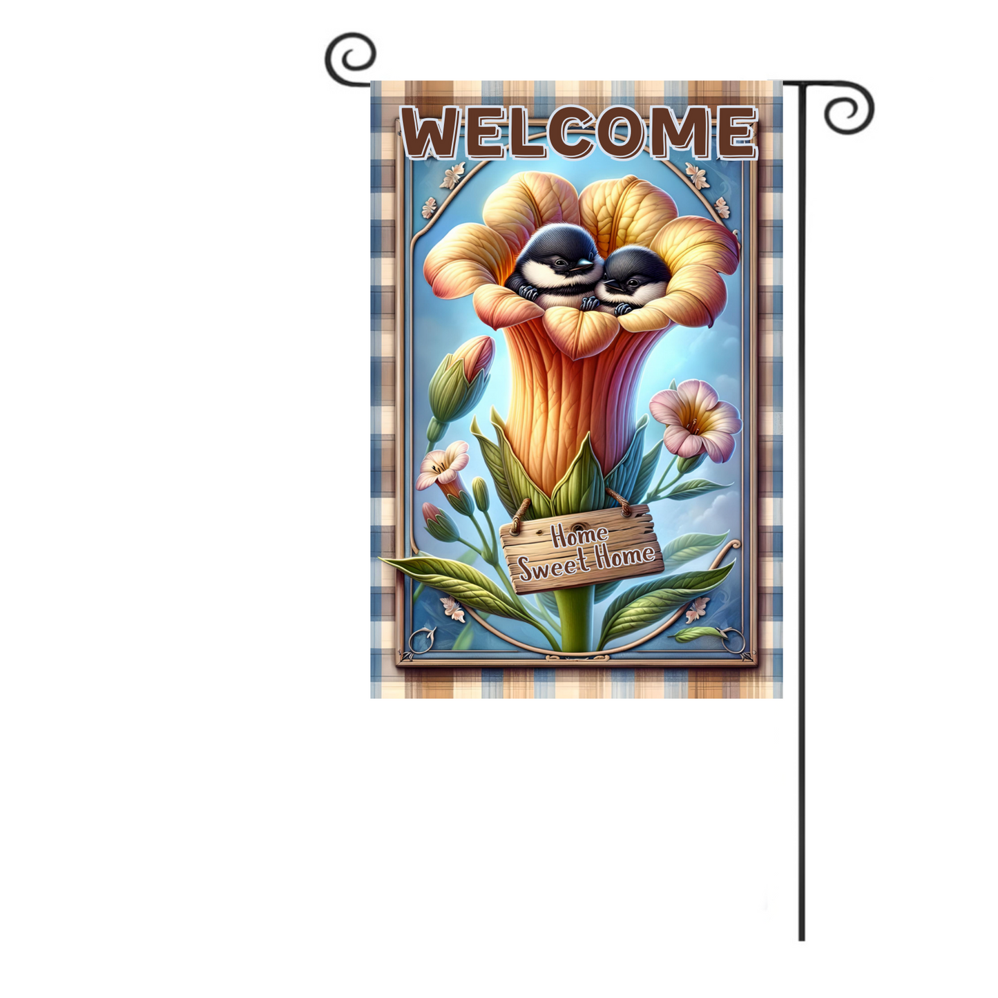 Welcome Garden Flag with Chickadee Design