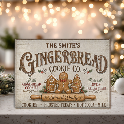 Personalized Gingerbread Cookie Co. Glass Cutting Board 15x11 in