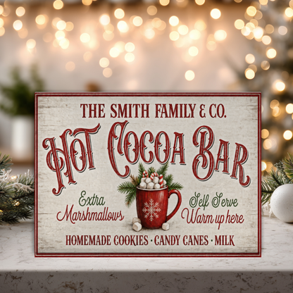 Personalized Hot Cocoa Bar Tempered Glass Cutting Board 15" x 11"