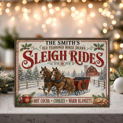 Personalized Horse Drawn Sleigh Rides Tempered Glass Cutting Board 15" x 11"