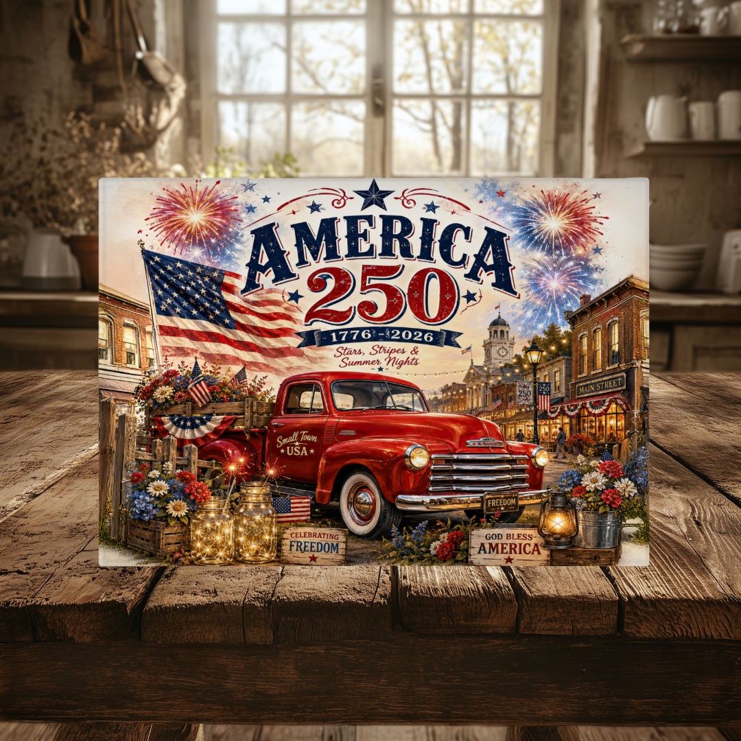 America 250 Tempered Glass Cutting Board, Patriotic Kitchen Decor, Serving Tray, 2 Sizes