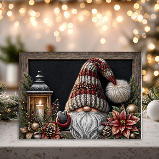 Christmas Gnome Tempered Glass Cutting Board 15x11 in