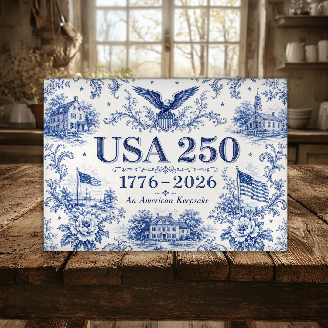 USA 250 Tempered Glass Cutting Board (Small 11” x 8” or Large 15” x 11”) – Independence Day Kitchen Decor Serving Tray & Charcuterie Board Gift Idea, Hand Wash Only