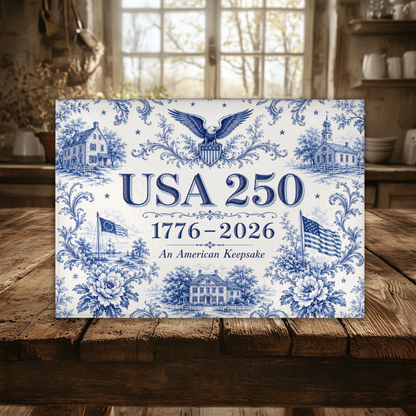 USA 250 Tempered Glass Cutting Board (Small 11” x 8” or Large 15” x 11”) – Independence Day Kitchen Decor Serving Tray & Charcuterie Board Gift Idea, Hand Wash Only