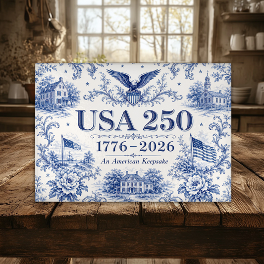 USA 250 Tempered Glass Cutting Board, 1776-2026 American Keepsake, Kitchen Decor, Serving Tray, Charcuterie Board, 2 Sizes